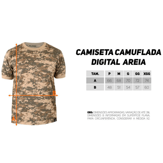 Camiseta Militar | Camuflada Digital Areia - Atack - Arsenal Tático