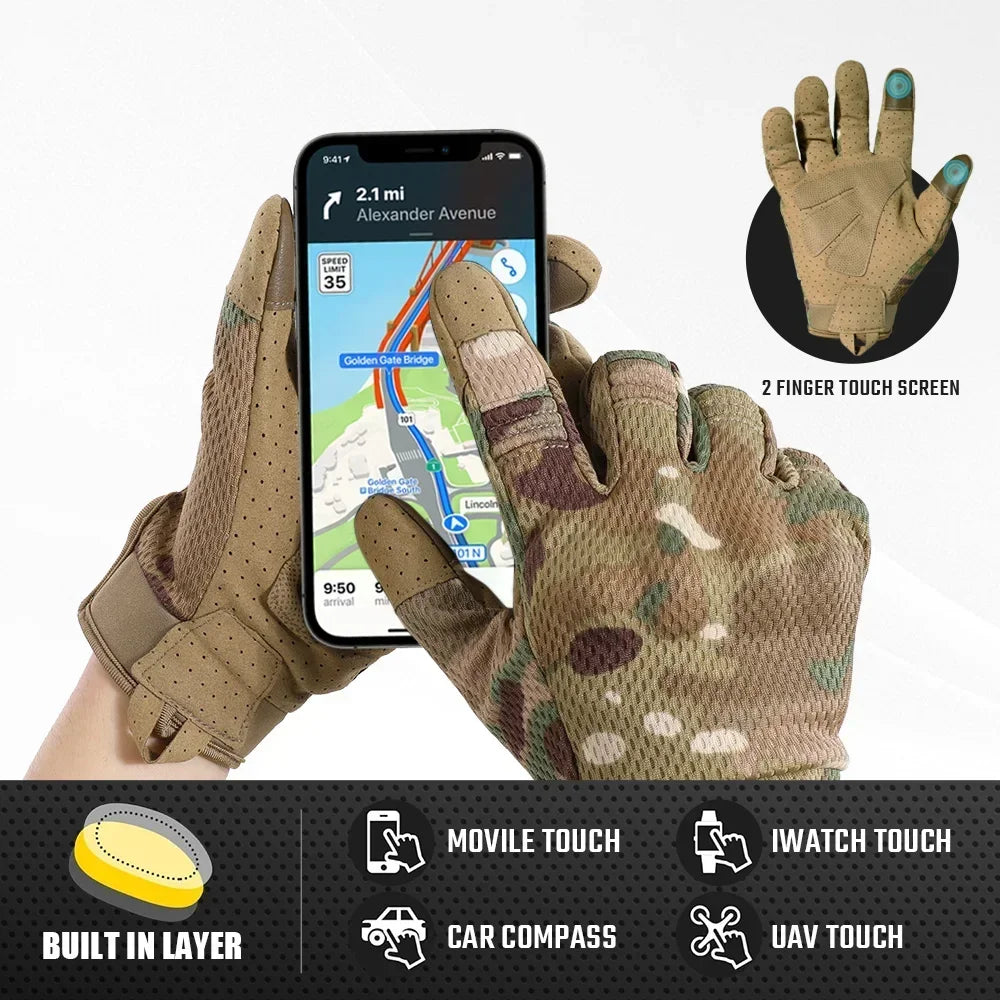 Tactical Gloves Touch Screen Outdoor Sports Cycling Hiking Camping Hunting Shooting Combat Airsoft Work Non-slip Protective Gear - Arsenal Tático