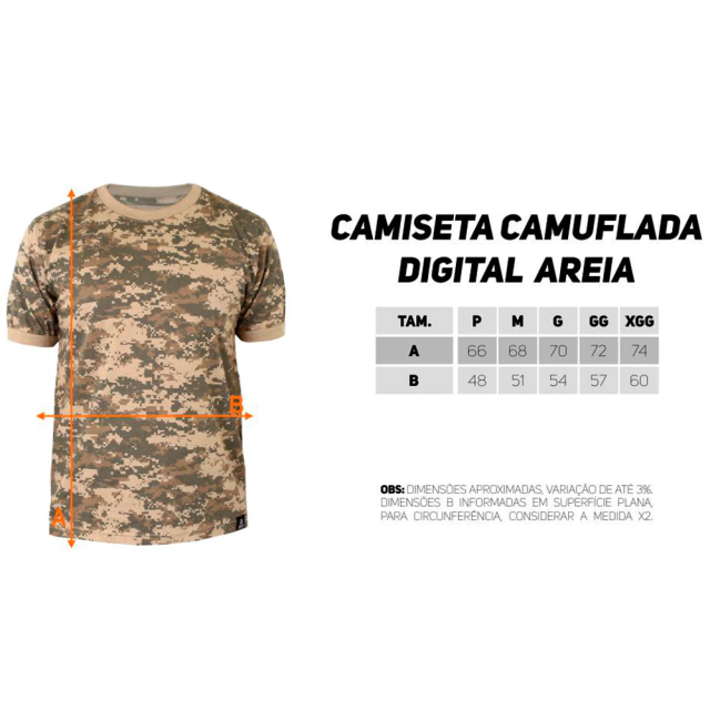 Camiseta Militar | Camuflada Digital Areia - Atack