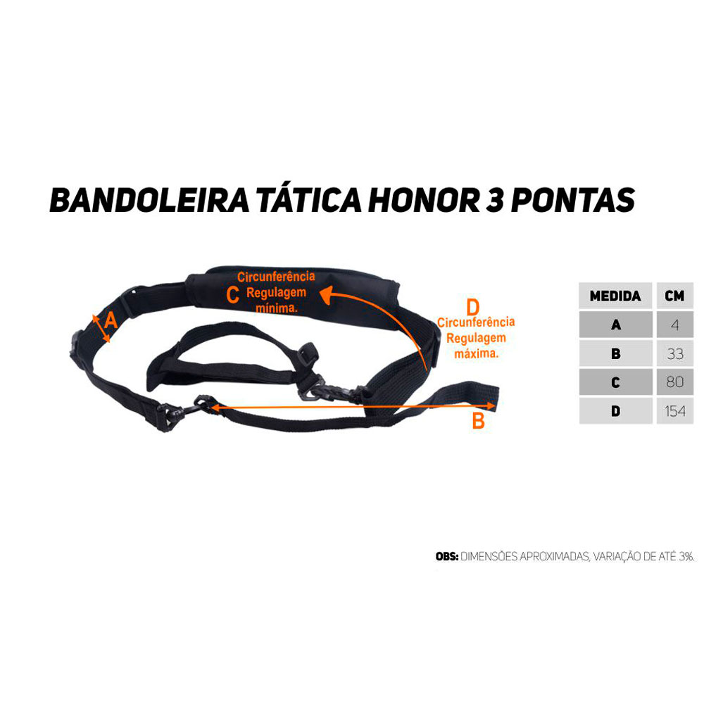 Bandoleira Tática Honor 3 Pontas