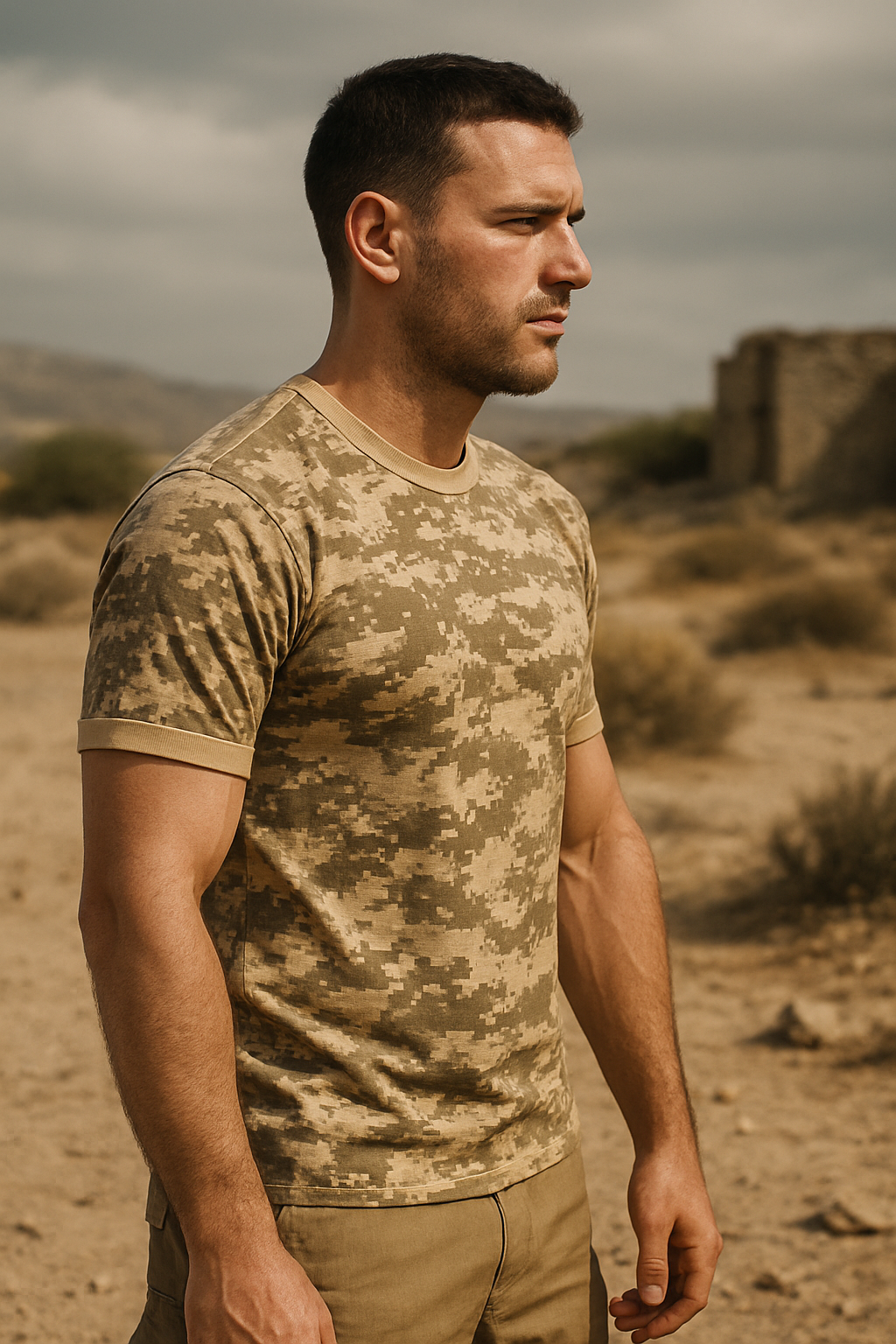 Camiseta Militar | Camuflada Digital Areia - Atack